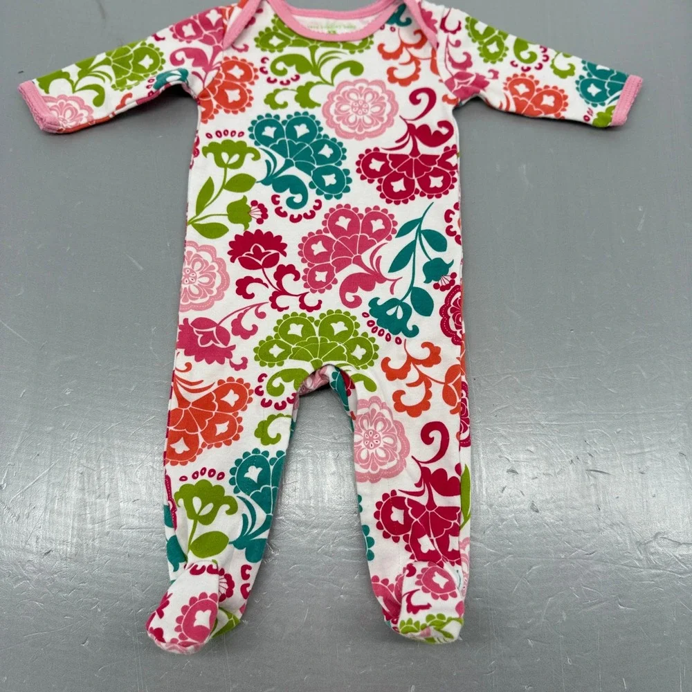 Vera Bradley Baby Floral Footed Sleeper Pink Green White 0-3 Months Cotton‎